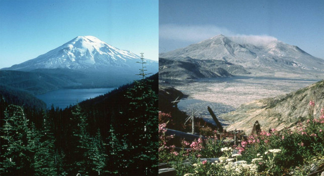 Mt. Saint Helens -- before and after