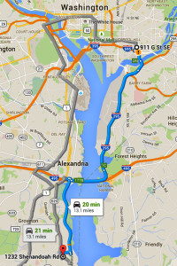 The move from 911 G Street SE, Washington, DC to 1232 Shenandoah Road, Alexandria, VA